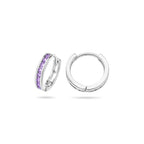 Klappcreolen lila Zirkonia 12,5 mm Silber rhodiniert