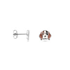 Ohrstecker Emaille Hund 7 mm Silber rhodiniert