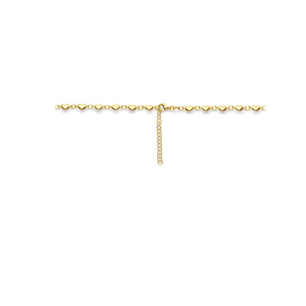 collier hartjes 41 + 4 cm 3 micron zilver verguld (geel)