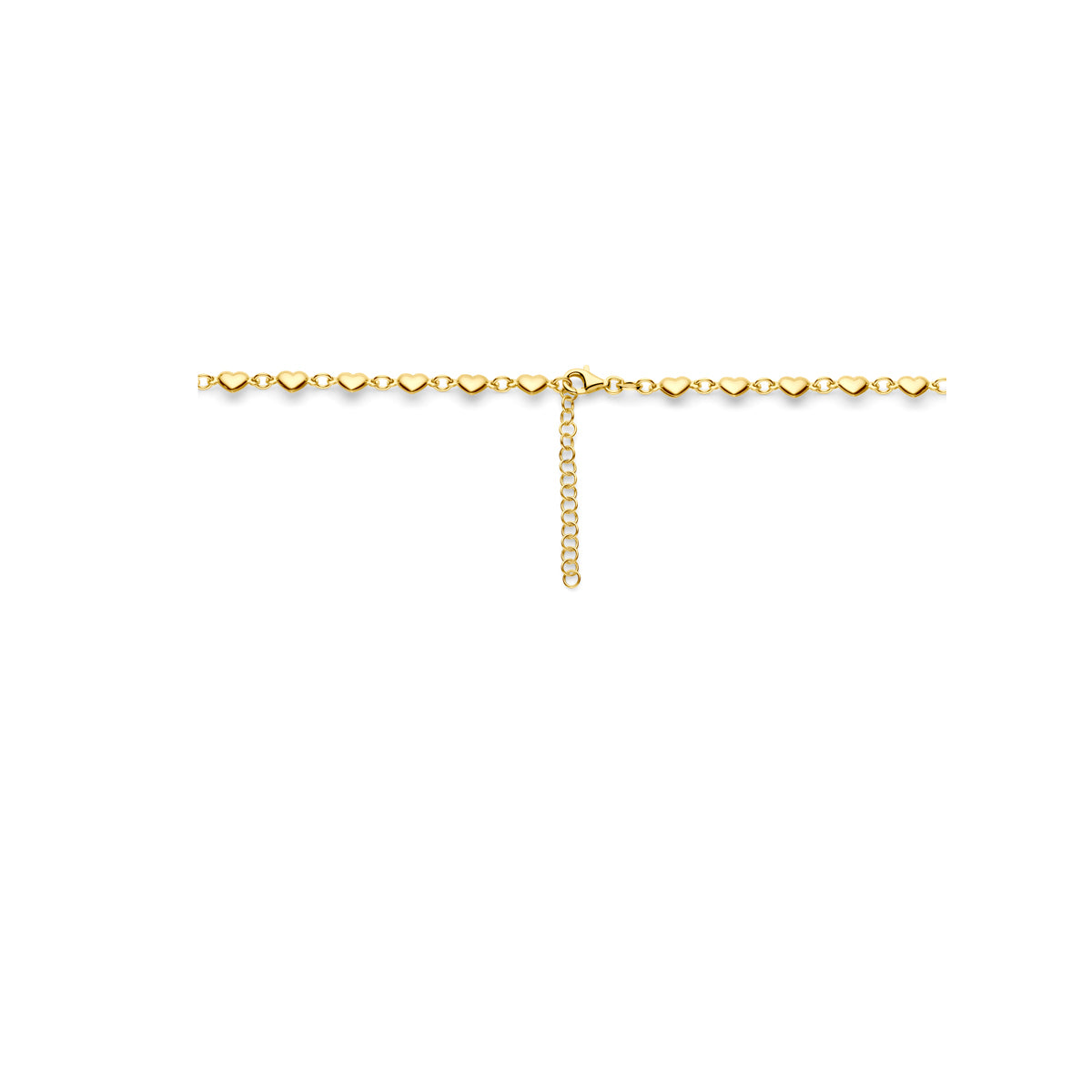 collier hartjes 41 + 4 cm 3 micron zilver verguld (geel)