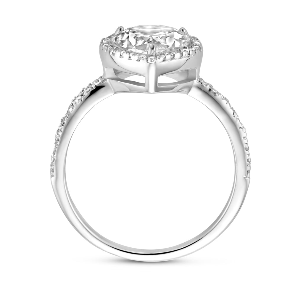 Ring Herz Zirkonia Silber rhodiniert