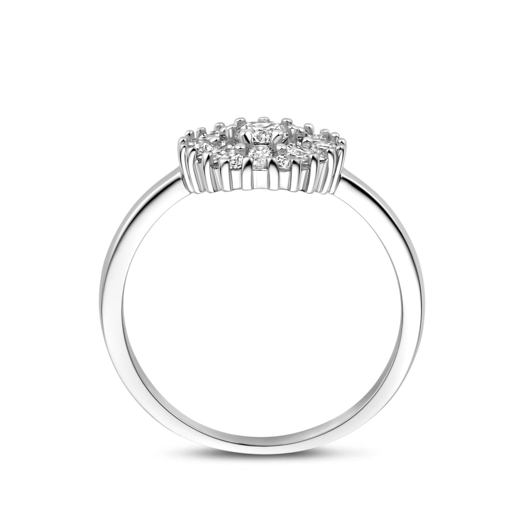 Ring Zirkonia Rosette Silber rhodiniert