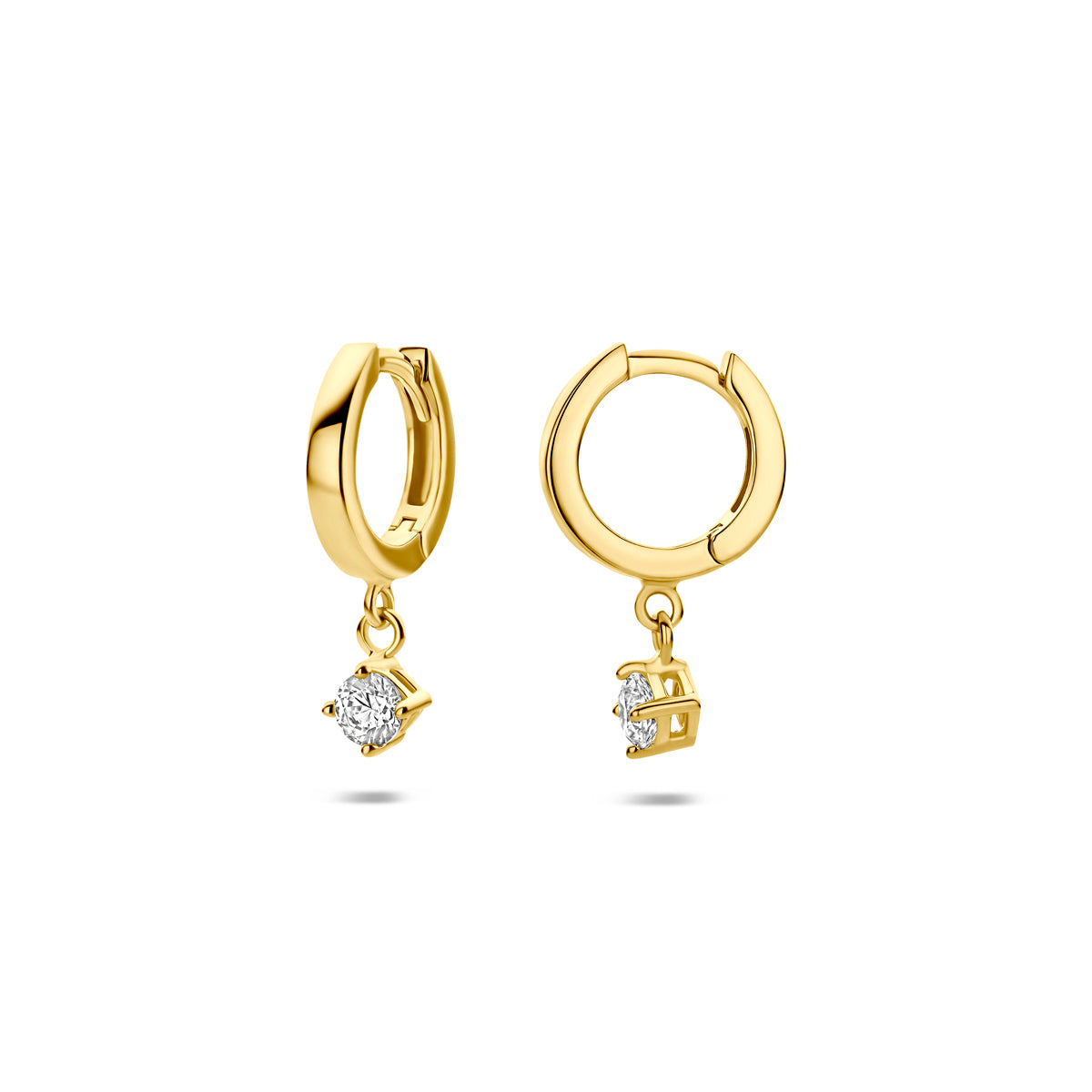 oorringen zirkonia 16,5 mm 14K geelgoud - rond