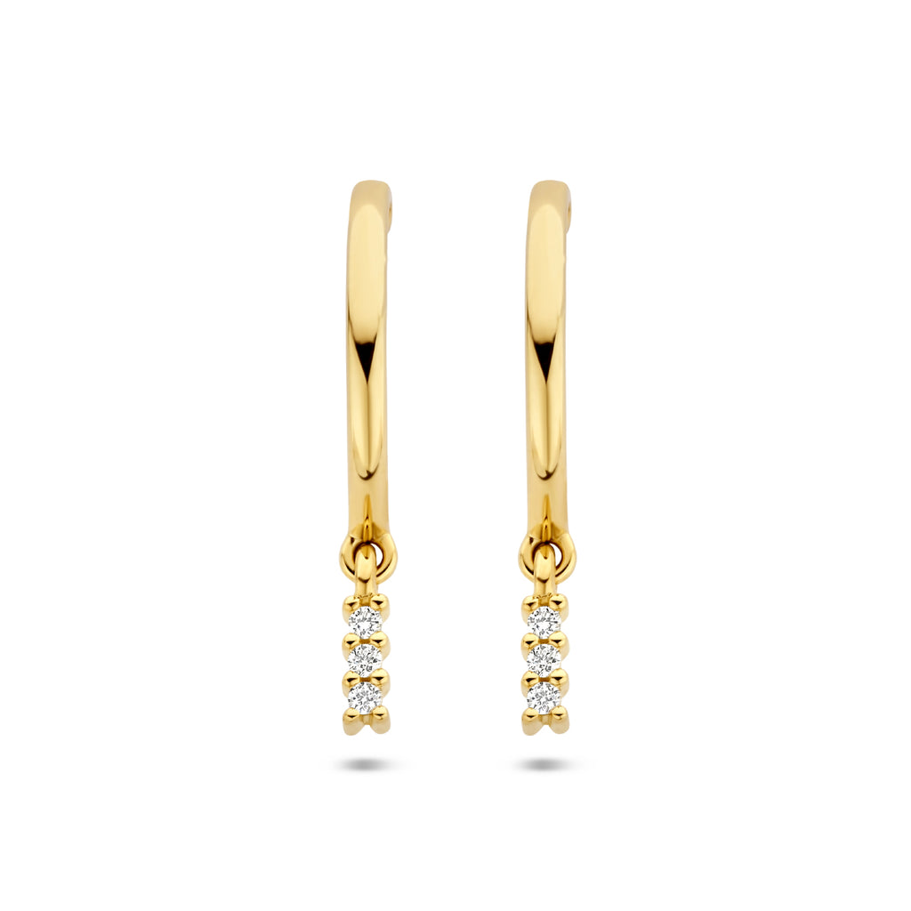 stekeroorringen diamant 0.05ct (2x0.025ct) h si 14K geelgoud