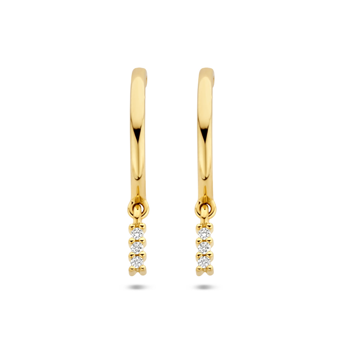 stekeroorringen diamant 0.05ct (2x0.025ct) h si 14K geelgoud