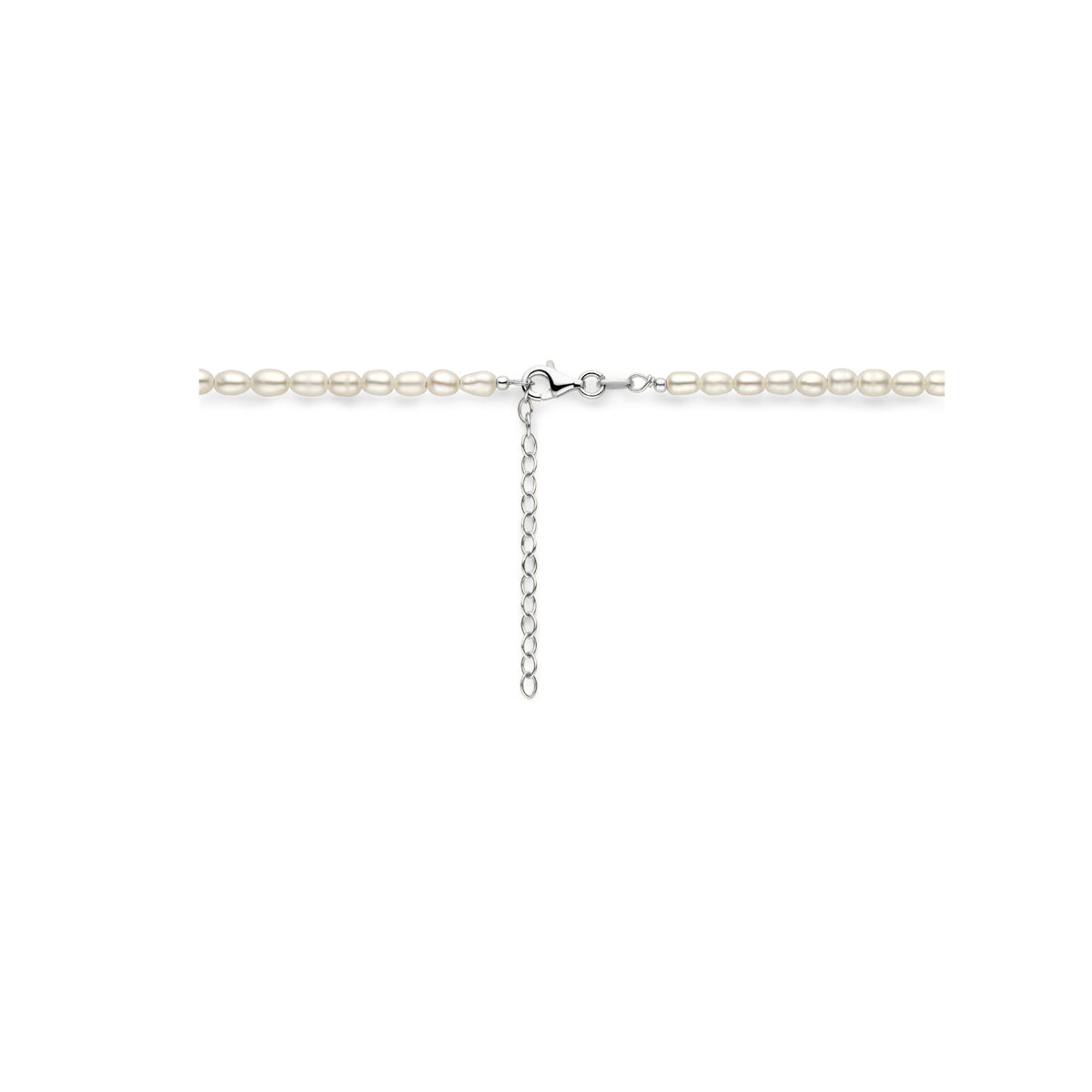 Halskette Perle 3,8 mm 40 + 5 cm Silber rhodiniert