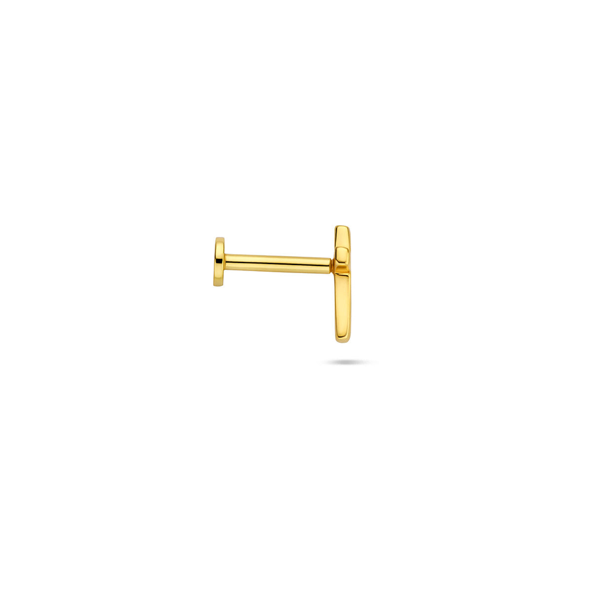 flat back piercing kruis 7,5 mm 1 micron zilver verguld (geel)