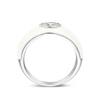 Ring weiße Emaille und Zirkonia, Silber rhodiniert