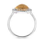 ring citrien en zirkonia halo zilver gerhodineerd