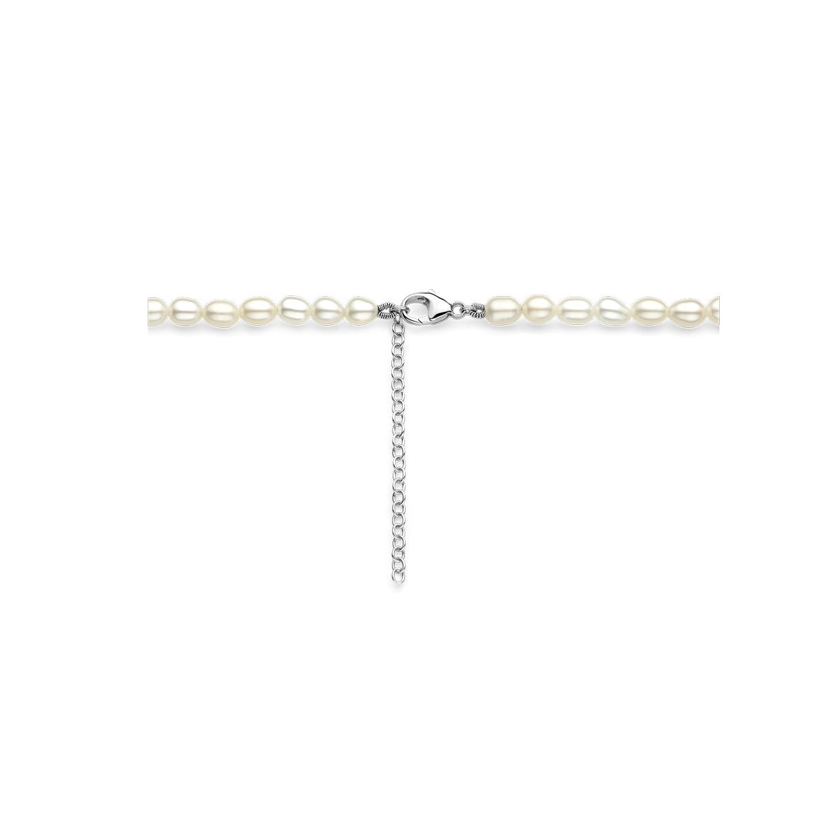 collier parels 5,0 mm 40 + 5 cm zilver gerhodineerd