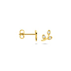 oorknoppen blad zirkonia 7,5 mm 14K geelgoud