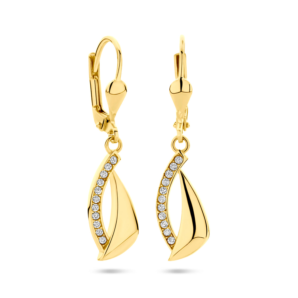 oorhangers zirkonia brisur haak 31 mm 14K geelgoud