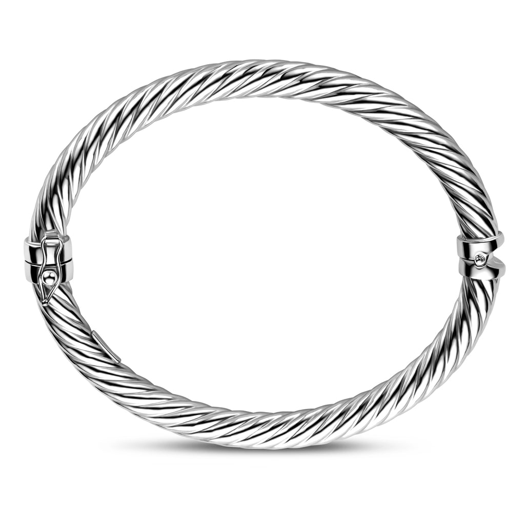 Armreif gedreht 6 mm 60 mm Silber rhodiniert