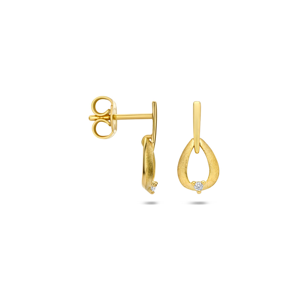 oorhangers diamant 0.02ct (2x 0.01ct) h si 14 mm 14K geelgoud