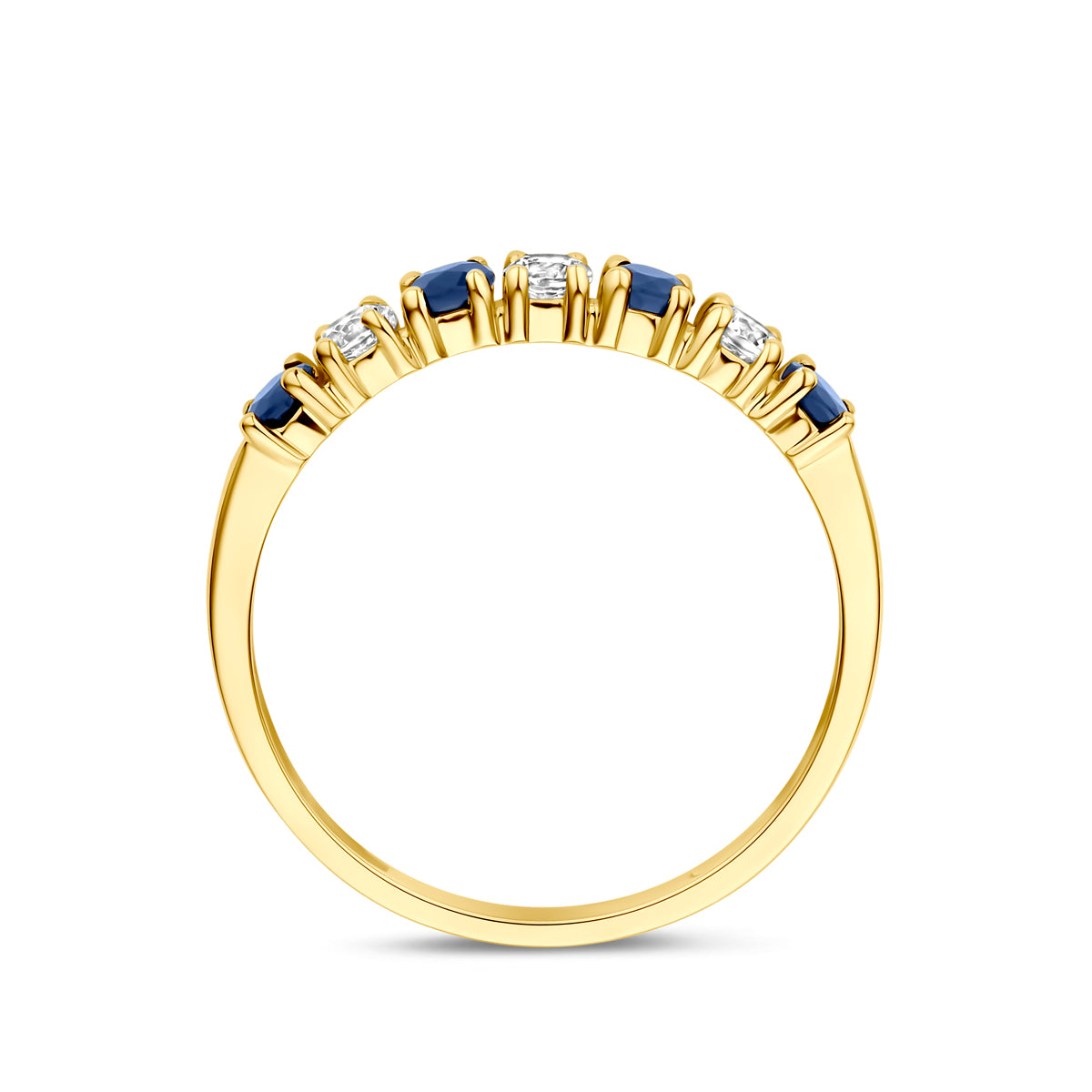 ring saffier en zirkonia 14K geelgoud