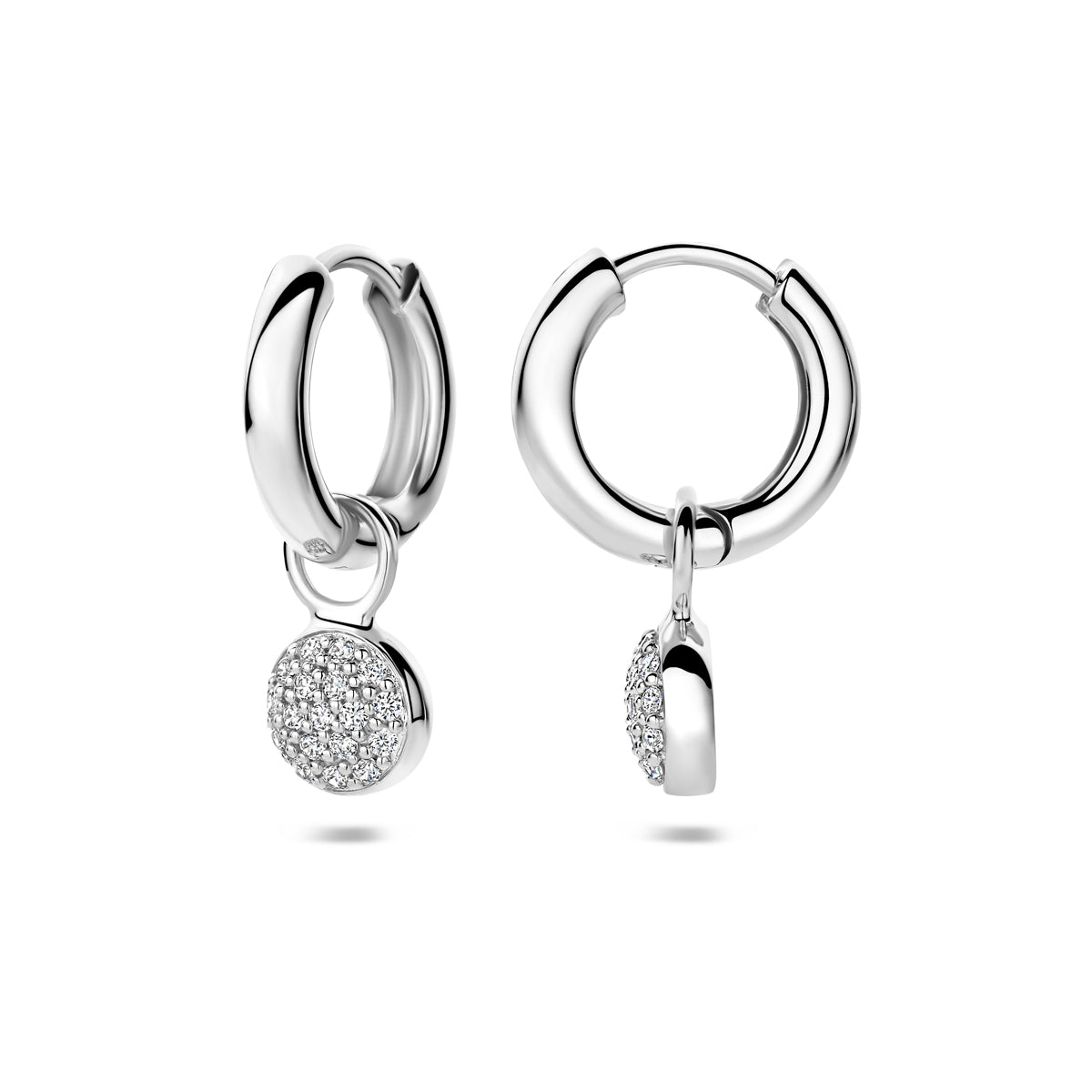 Klappcreolen Zirkonia 15 mm Silber rhodiniert