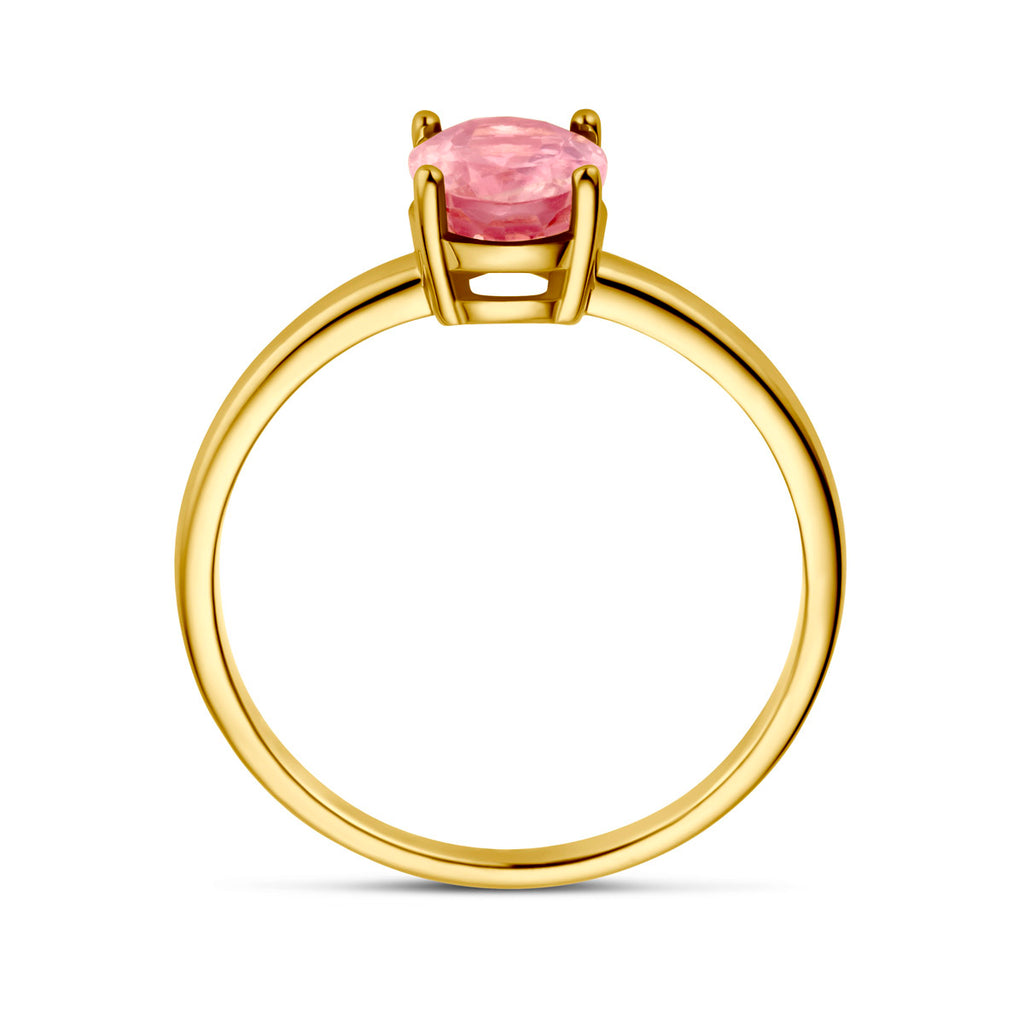 ring roze toermalijn 14K geelgoud