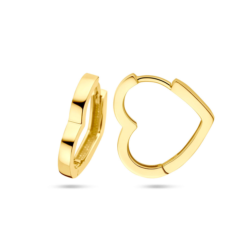 klapoorringen hart 14 mm 14K geelgoud