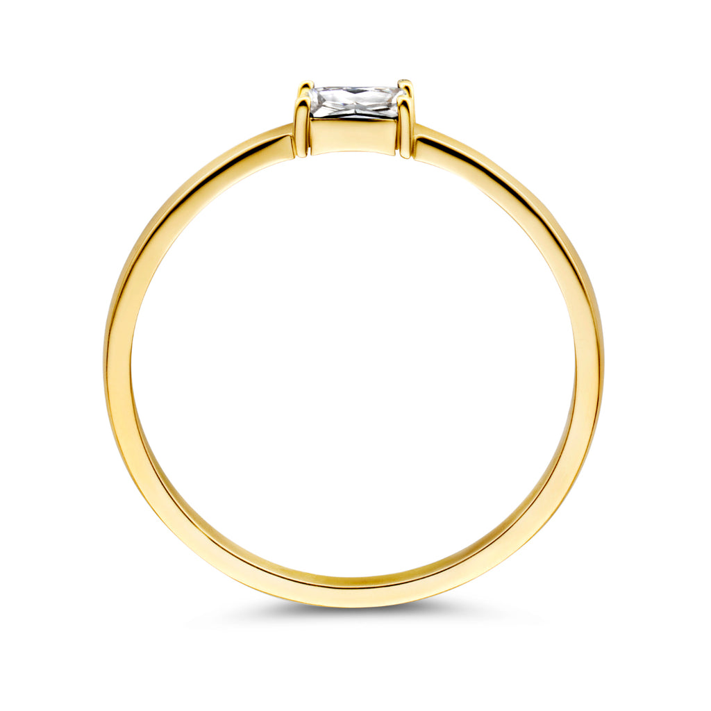 ring met geboortesteen zirkonia april 14K geelgoud