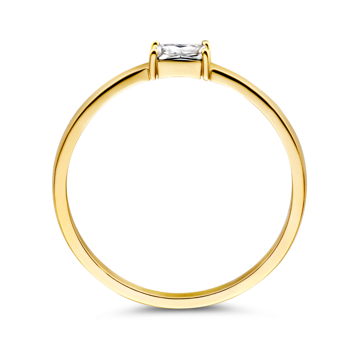 ring met geboortesteen zirkonia april 14K geelgoud