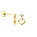 oorhangers hart en zirkonia 14K geelgoud