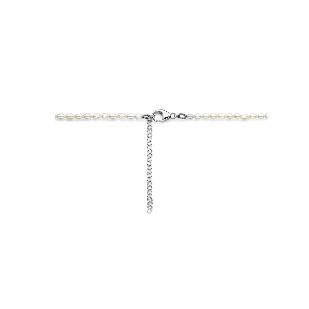 Halskette Perlen 2,8 mm 40 + 5 cm Silber rhodiniert