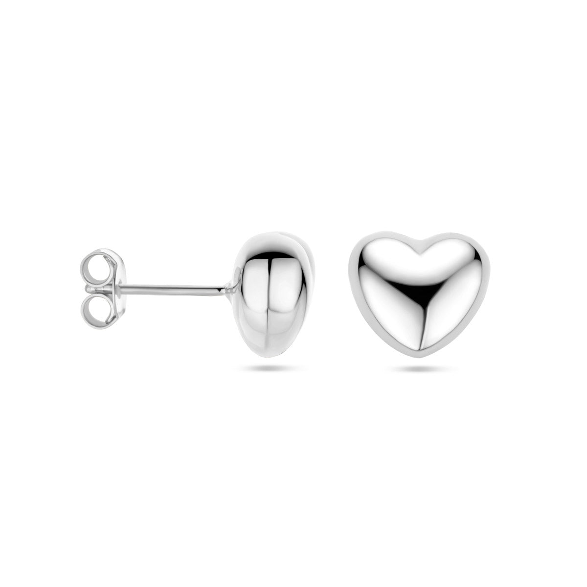 oorknoppen hart zilver gerhodineerd