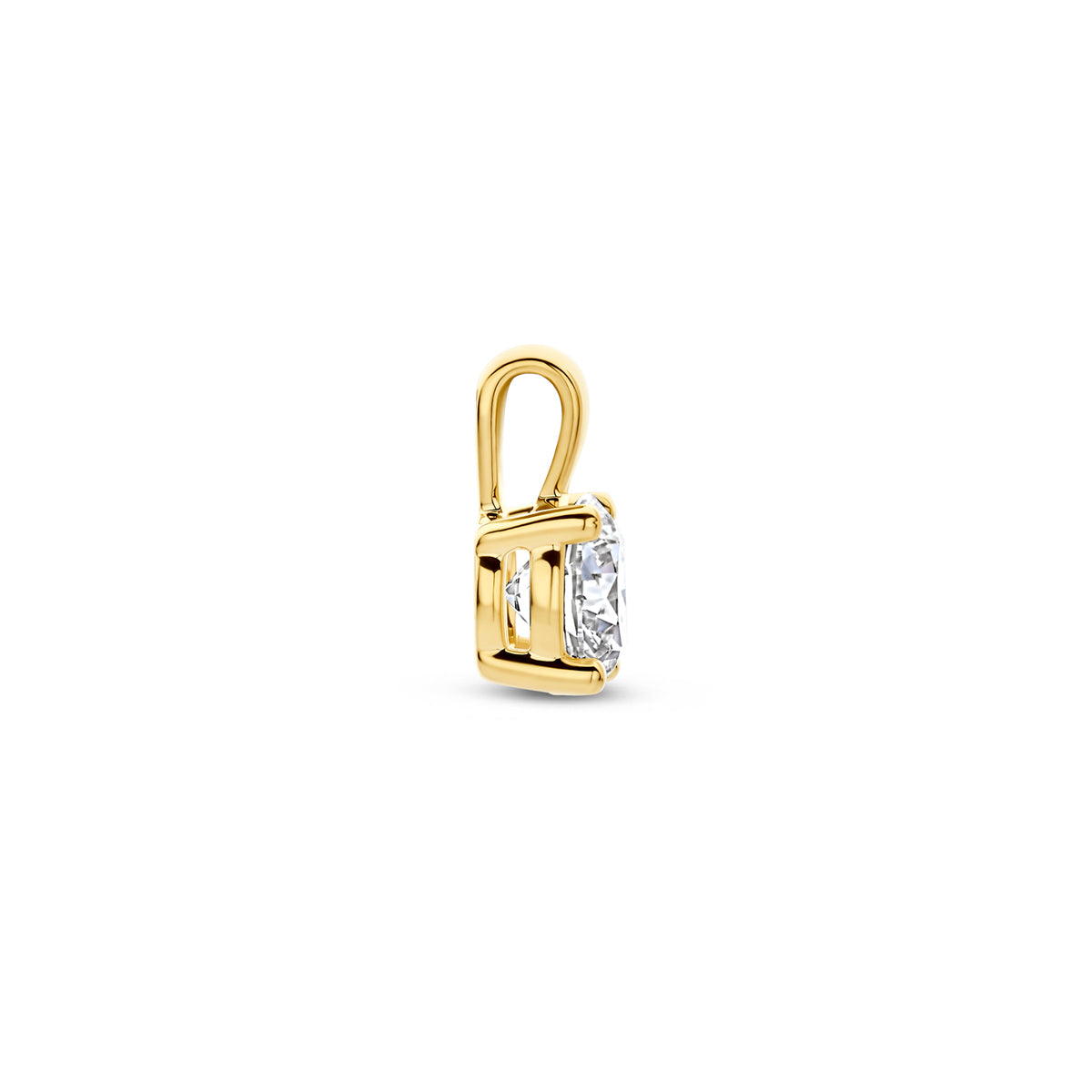 hanger lab grown diamant 0.10ct g vs 7 mm 14K geelgoud