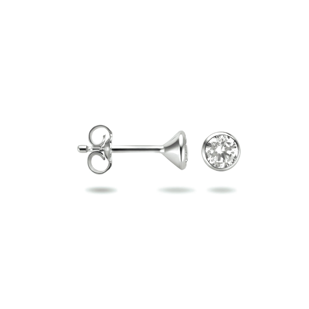oorknoppen zirkonia zilver gerhodineerd