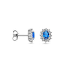 Ohrstecker Zirkonia und synthetischer Saphir Halo Silber rhodiniert