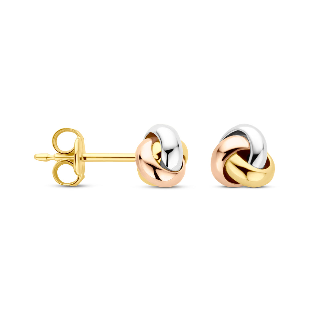 Ohrstecker Tricolor-Knoten 5 mm 14K Tricolor-Gold