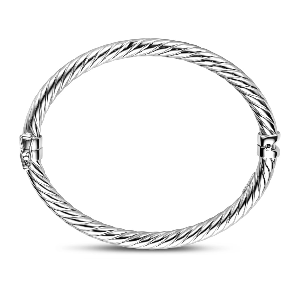 Armreif gedreht 5 mm 60 mm Silber rhodiniert