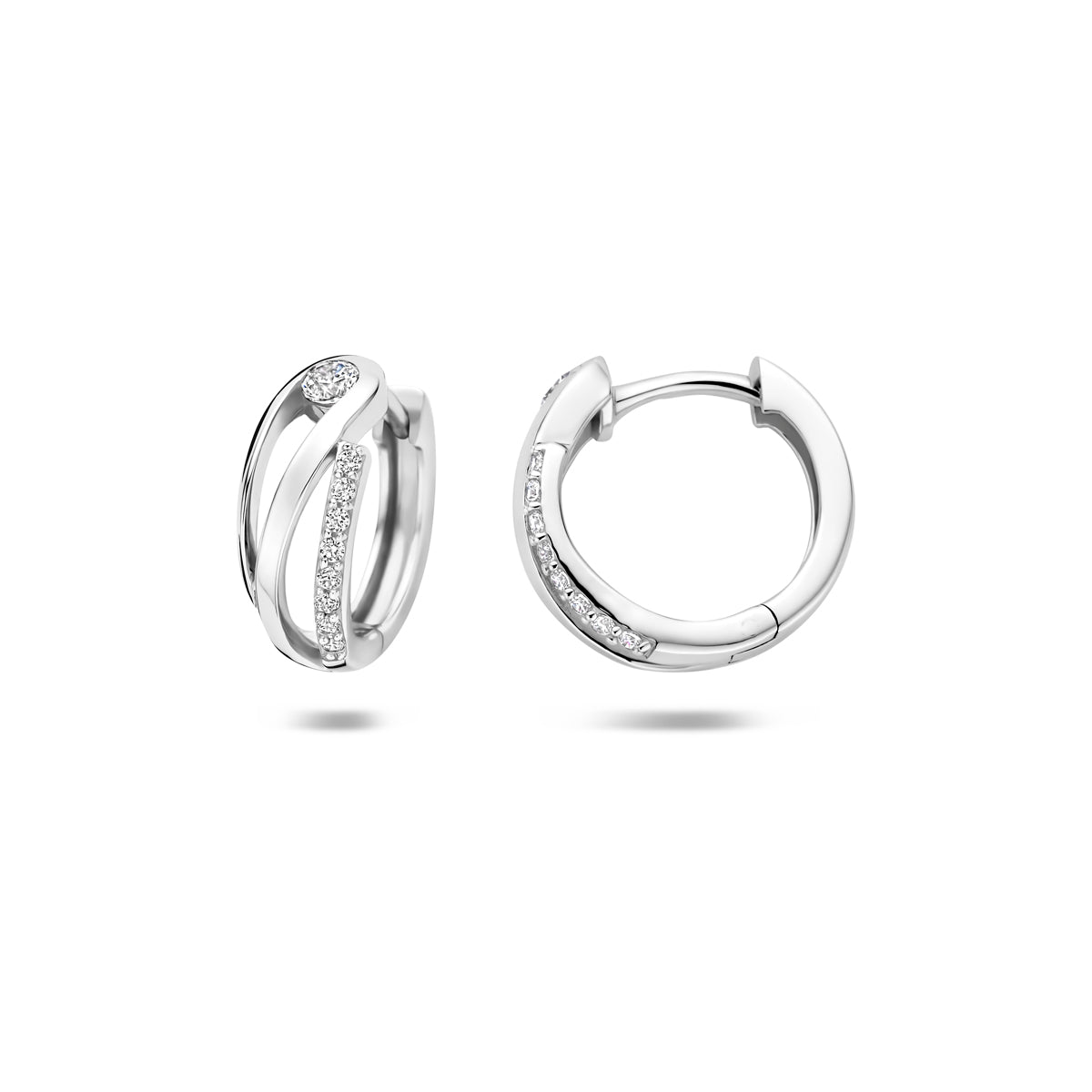 klapoorringen zirkonia 12,5 mm zilver gerhodineerd
