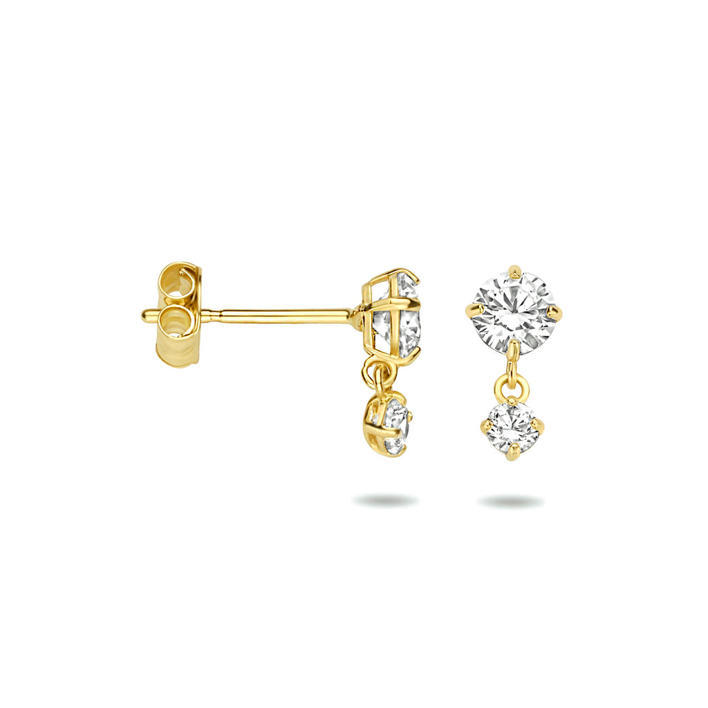 Ohrstecker Zirkonia 8 mm 14K Gelbgold
