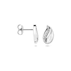 oorknoppen gescratcht poli/mat zirkonia  12 mm zilver gerhodineerd