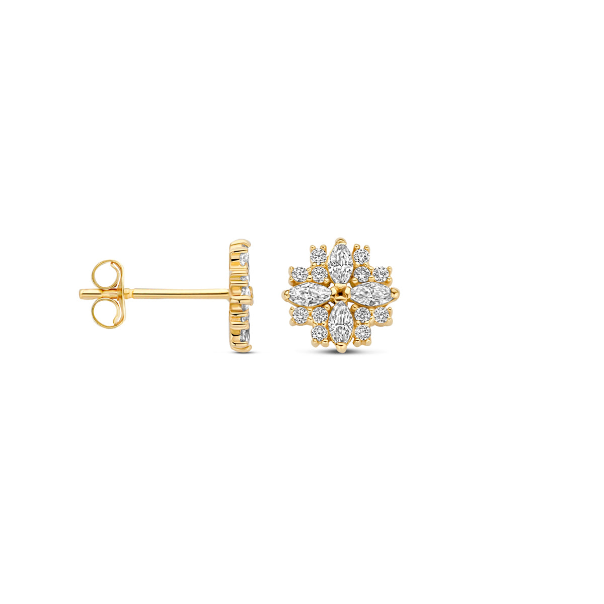 oorknoppen zirkonia 7 mm 14K geelgoud
