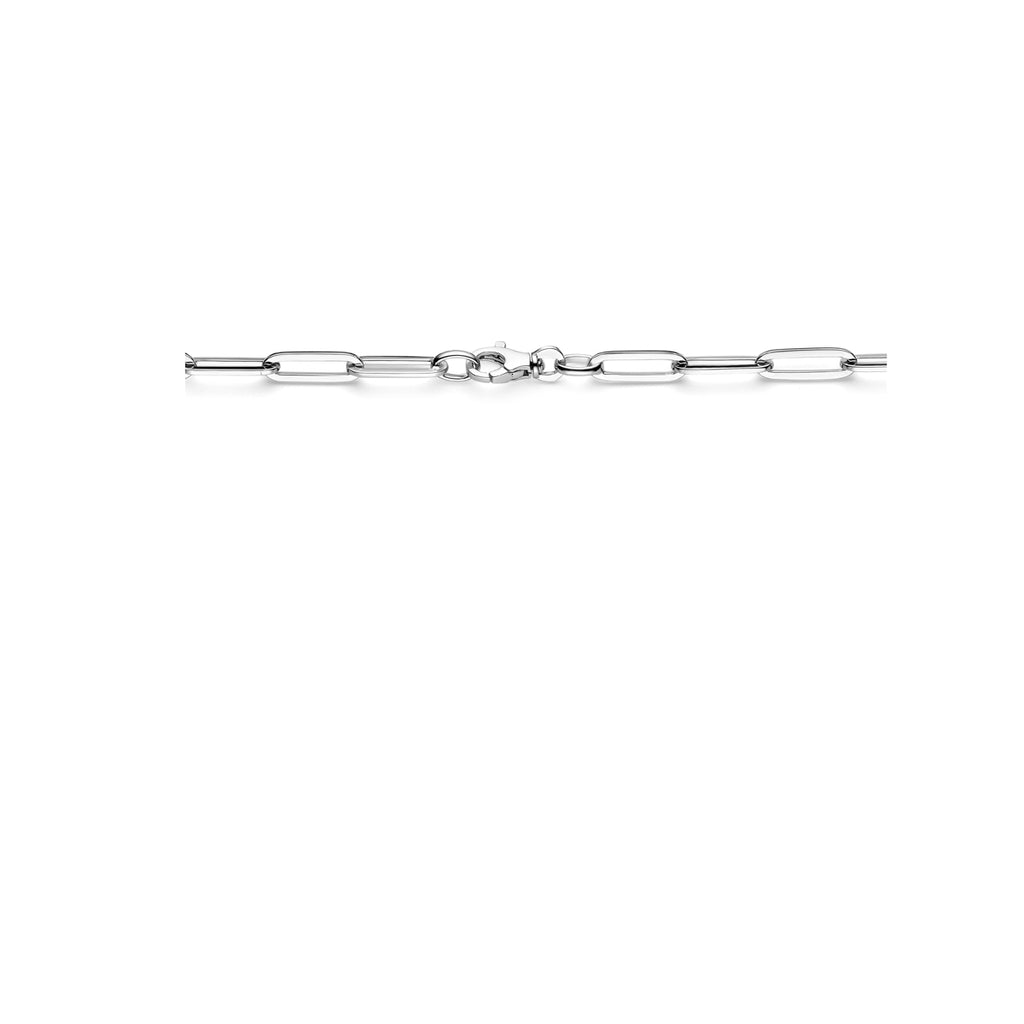 Halskette Büroklammer Vierkantrohr 5,0 mm 45 cm Silber rhodiniert