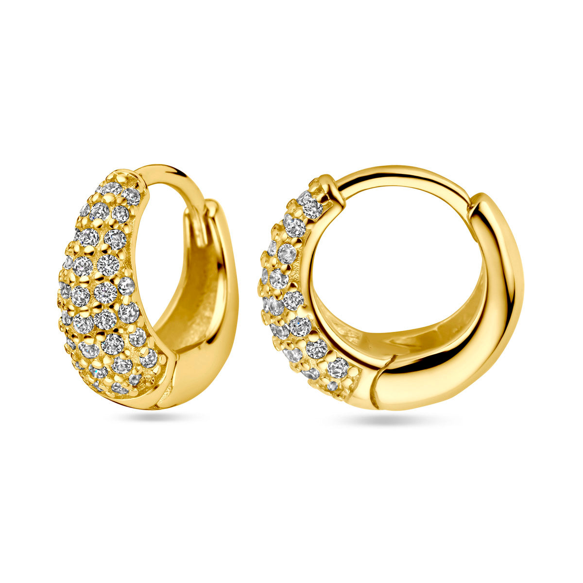 klapoorringen zirkonia 11.5 mm 1 micron zilver verguld (geel)