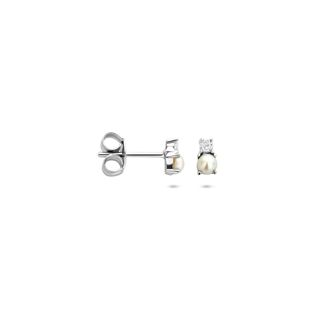 Ohrstecker Perle Zirkonia 5,5 mm Silber rhodiniert