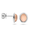Ohrstecker beige Mondstein silber rhodiniert