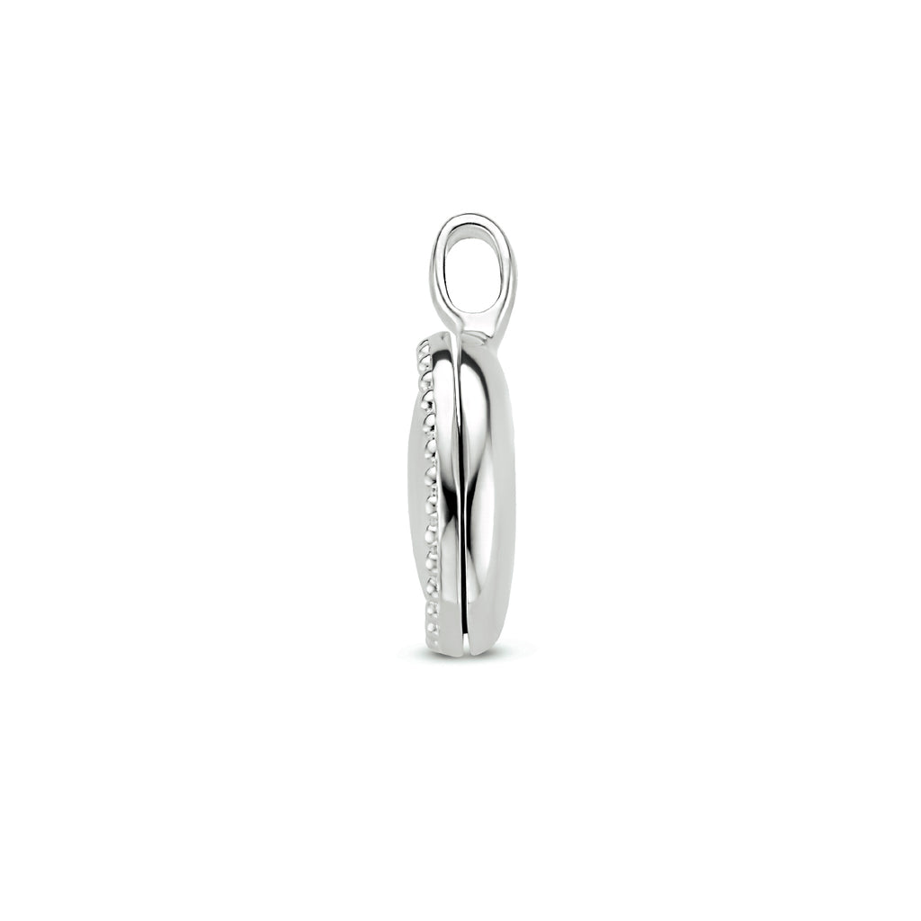medaillon ovaal bolletjes zilver gerhodineerd