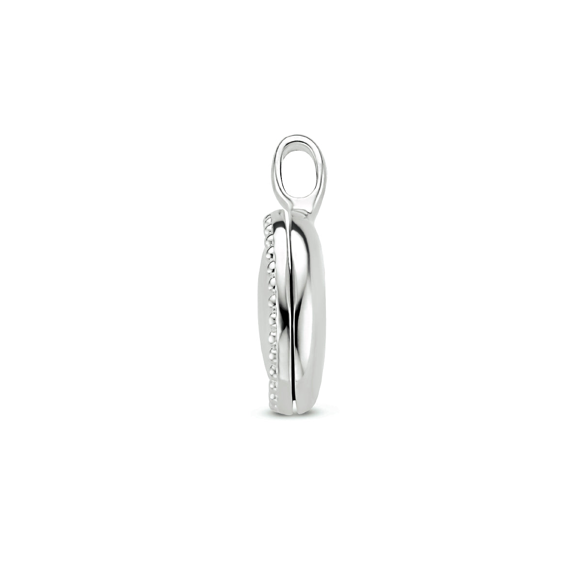 medaillon ovaal bolletjes zilver gerhodineerd