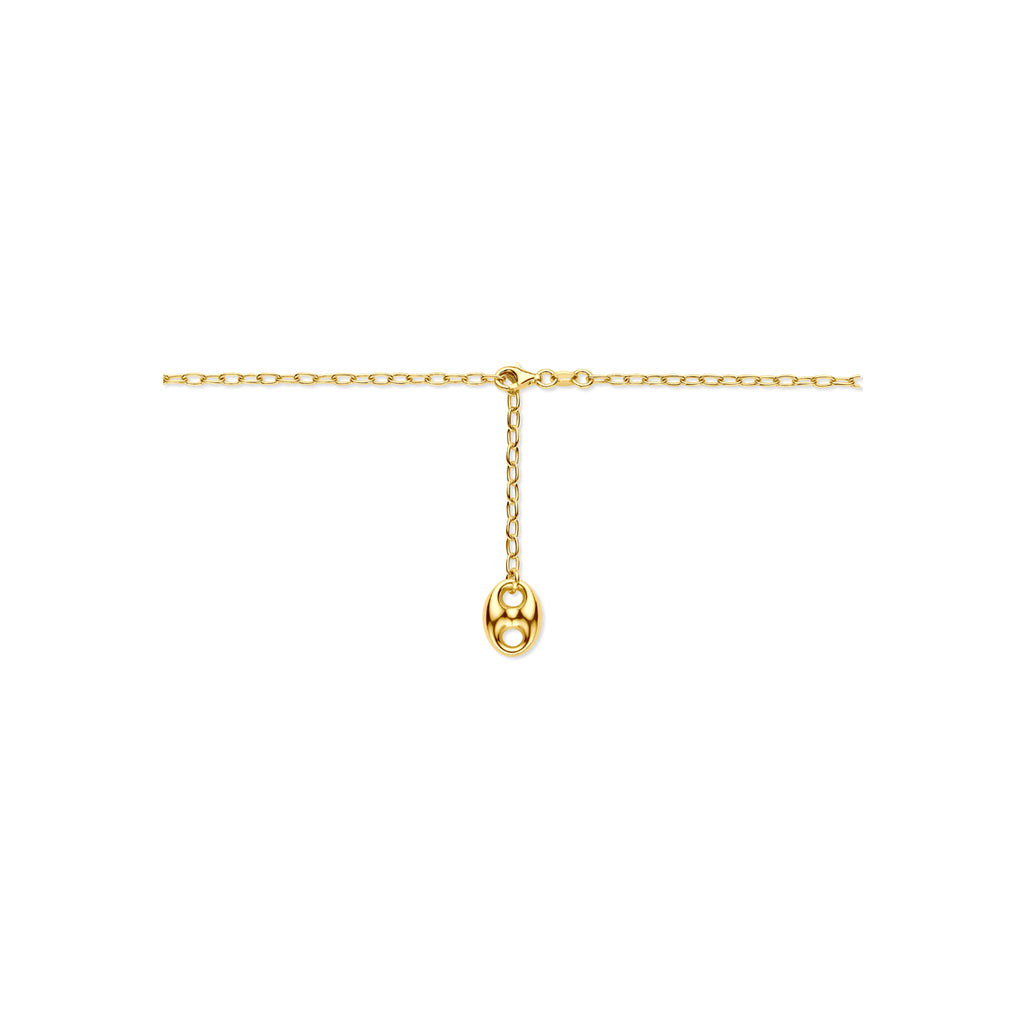 y-collier koffieboon 50 cm 3 micron zilver verguld (geel)