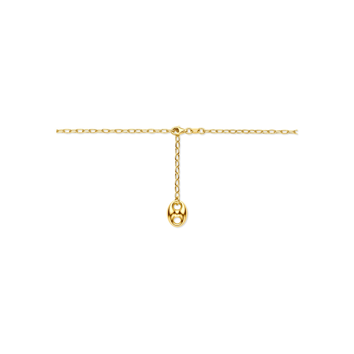 y-collier koffieboon 50 cm 3 micron zilver verguld (geel)