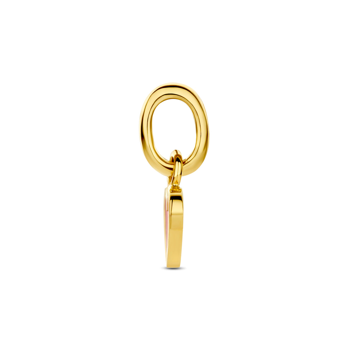 hanger hartje roze 6,5 mm 14K geelgoud