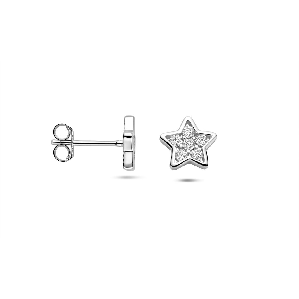 Ohrstecker Stern Zirkonia 8,5 mm Silber rhodiniert
