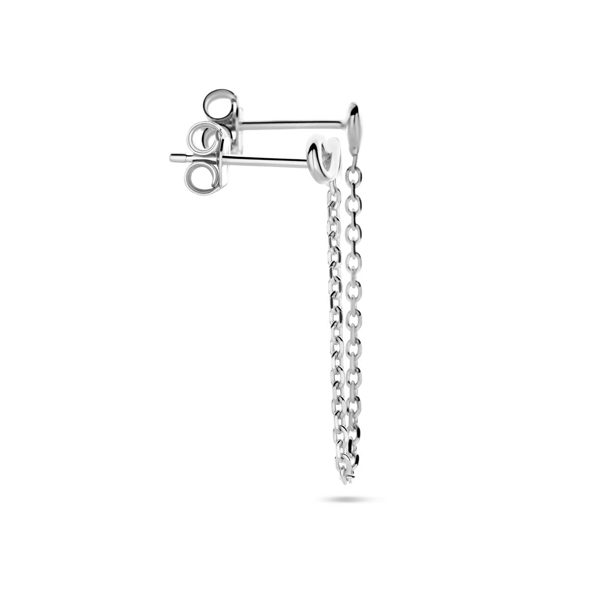 oorknop hart en infinity per stuk zilver gerhodineerd