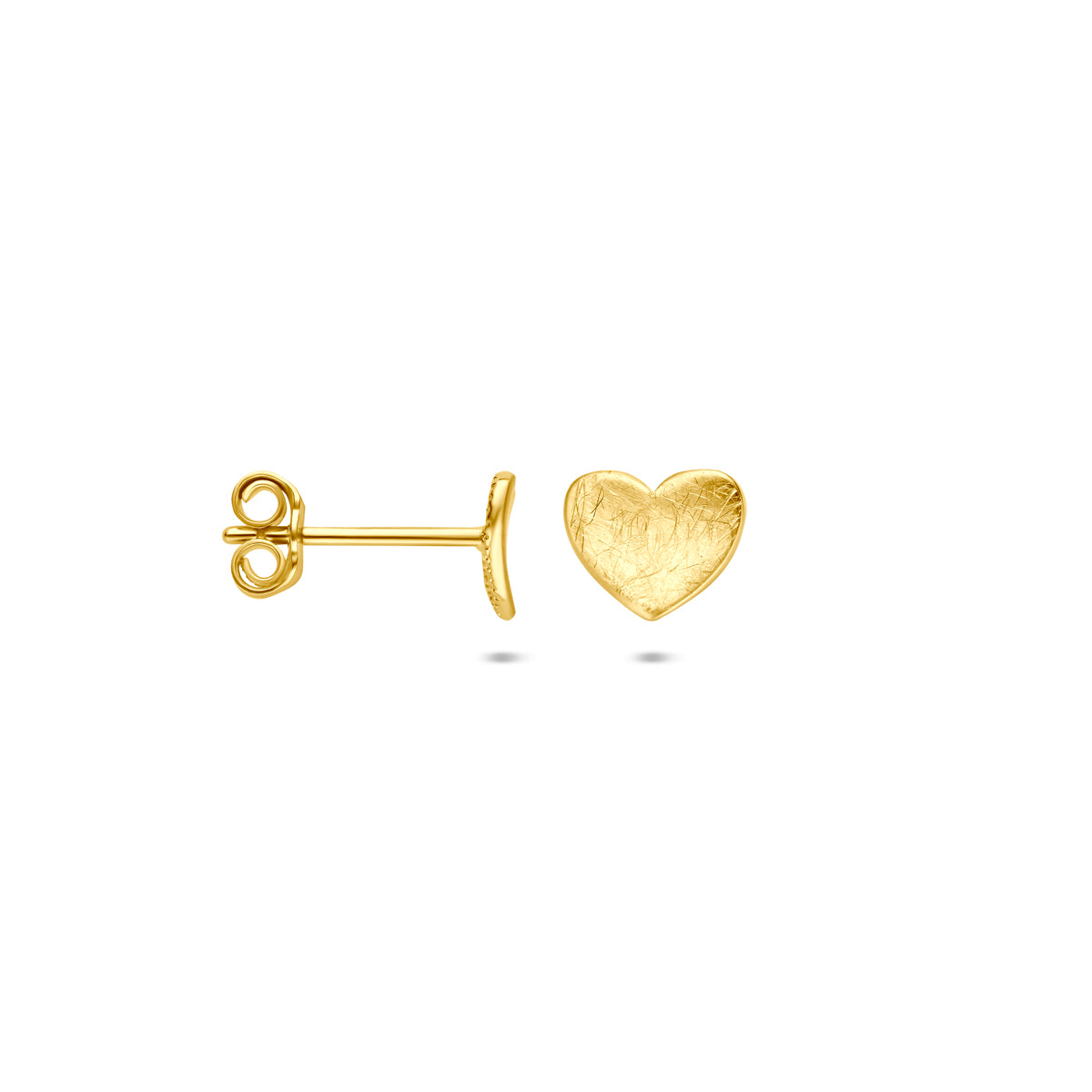 Ohrstecker Herzchen poliert/matt 6 mm 14K Gelbgold