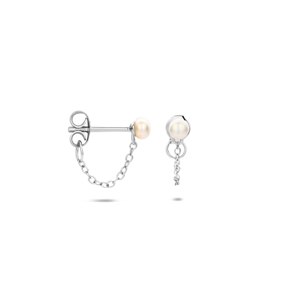 oorbellen parel 26 mm zilver gerhodineerd