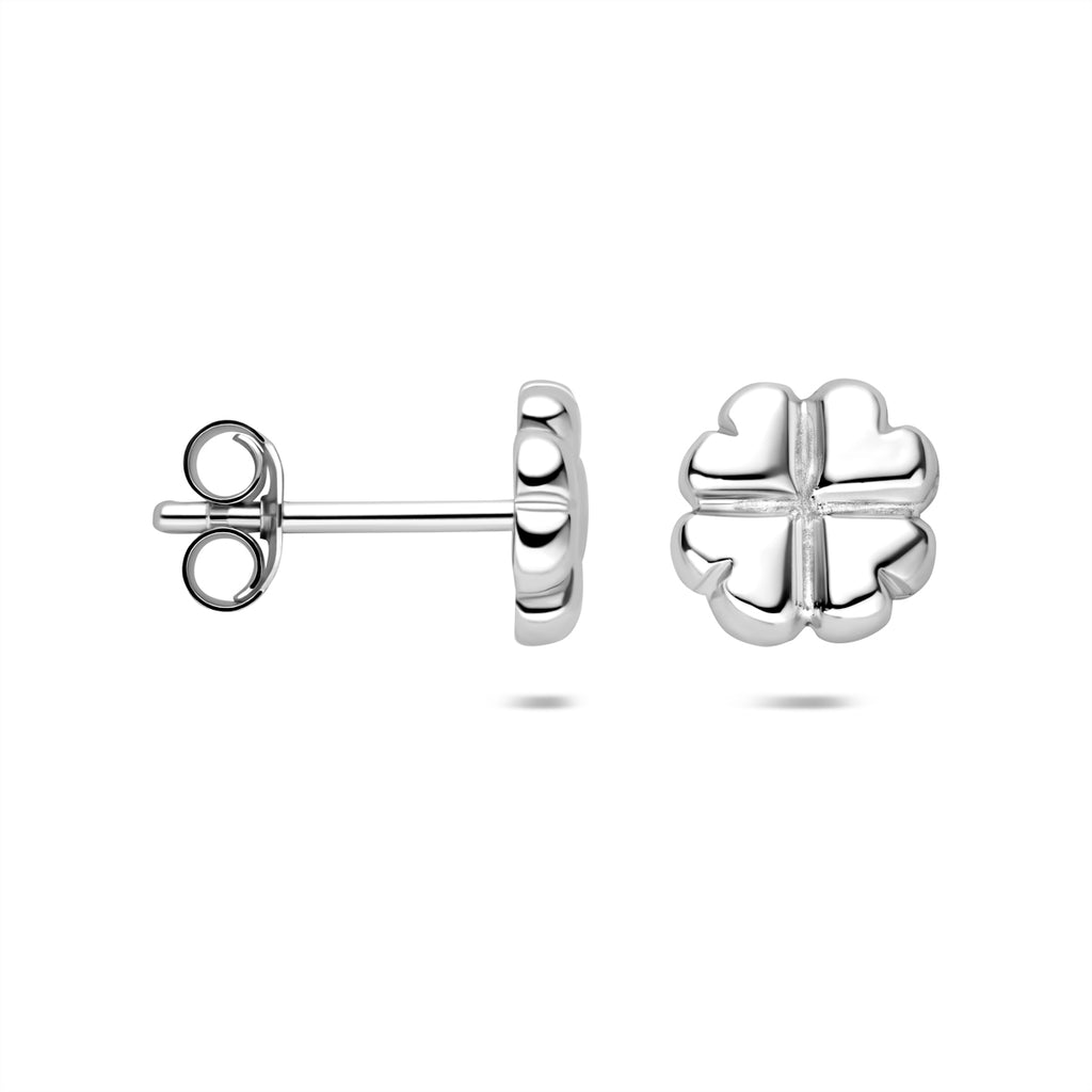 Ohrstecker Kleeblatt 7,5 mm Silber rhodiniert